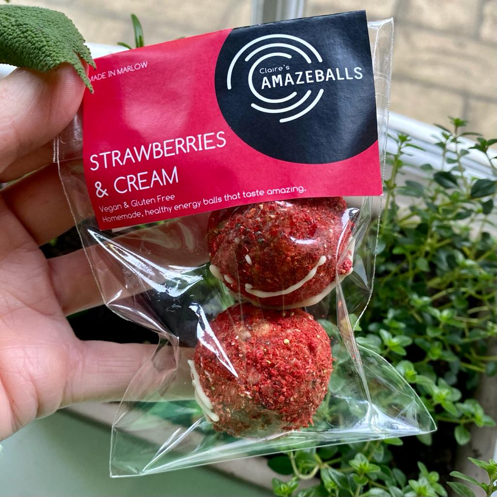 Strawberries & Cream Claire's Amazeballs Energy Balls 